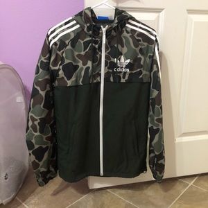 adidas green camo windbreaker